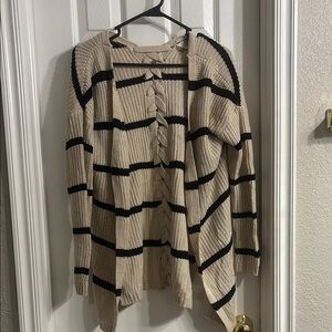 Striped Beige and Black Women's Sweater
